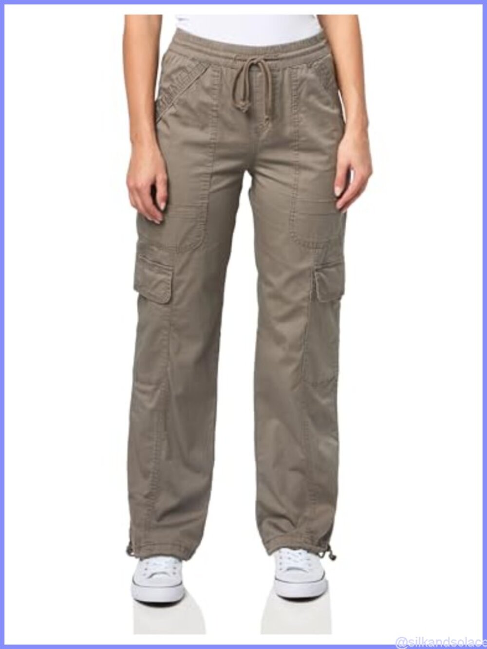 Women's Straight Leg Stretch Twill Cargo Pants Mid Rise Relaxed Fit